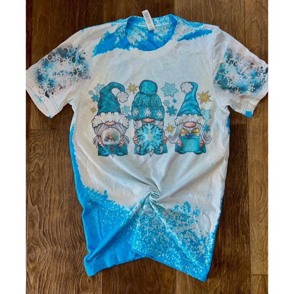 gnome chirstmas bleached shirt